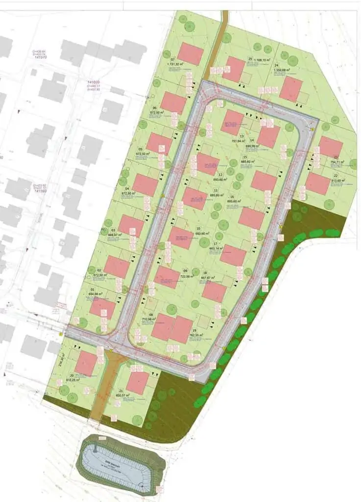 Zeichnung Plan Infrastrukturplanung Erschließung